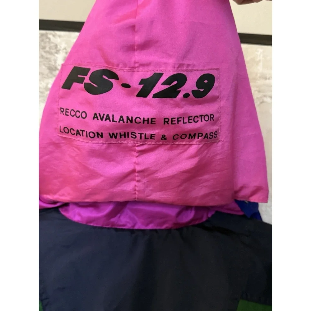 Nevica FS12.9 Mens‎ 40 Ski Jacket RECCO Survival Nylon Color-block Retro Whistle